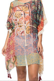 Pool to Party Sun Dress One Size / Multi Boho Beach Sundress in Moroccan Patchwork  Print