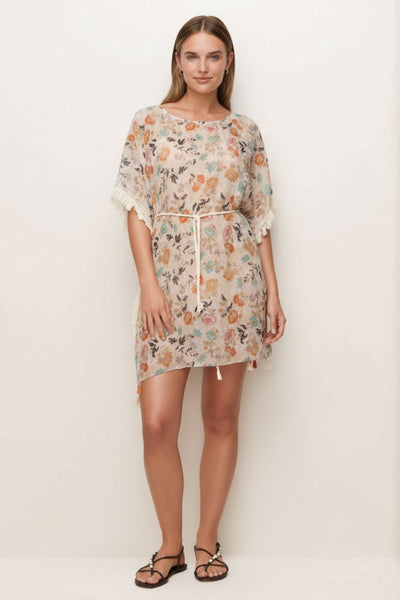 Boho Beach Sundress Coverup in Antique Bloom Soft and Sheer Print 2