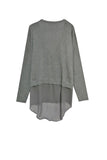 Boyfriend_Cotton_Cashmere_Knit Sweater_Cardigan_with_Chiffon_Silk_Back_Knit_Heather_Grey back view