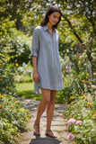 Boyfriend Cotton Shirt in Lt Blue Denim Chambray  with Embroidery