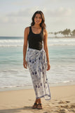 Braided Multi-Wear Cover-Up Sarong in Ancient Melodies Blue-on-White Print 2