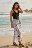 Braided Multi-Wear Cover-Up Sarong in Ancient Melodies Blue-on-White Print