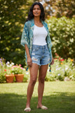 Braided Sarong Multi-Wear Coverup in Artisanal Patchwork Blue Print 4