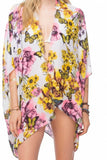 Butterfly Fields Print Kimono Coverup for a vacation poolside look.