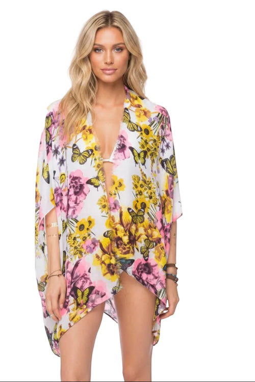 Butterfly Fields Print Kimono Coverup