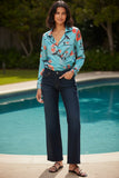 Button Front Piper Button Front Shirt | Tropical Escape Aqua Blue Print 2