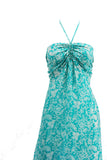 Ruffle-Hem Halter Midi Dress in Printed Silk