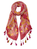 Floral Fusion Coral & Hibiscus Cotton Sarong Scarf Wrap