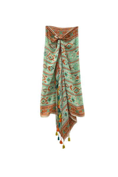 CL24 Block Artistry Print sarong cotton luxury spun by subtle luxury
