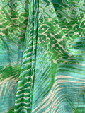 Leafy Veranda Bright Green Print Cotton Lurex Sarong-Scarf Wrap