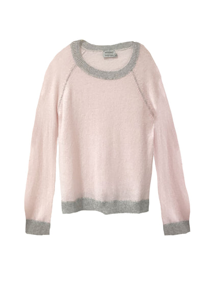 Washable Cashmere Novelty Cover-stitch Crewneck Sweater