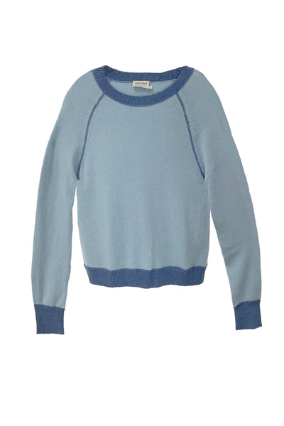 Washable Cashmere Novelty Cover-stitch Crewneck Sweater