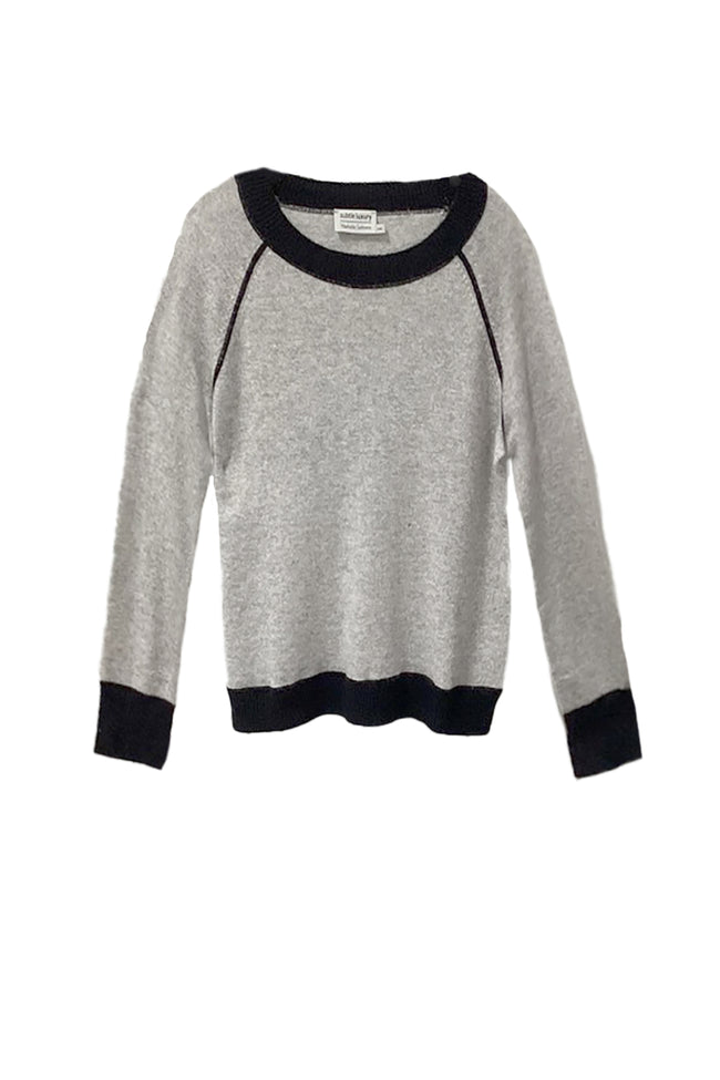 Washable Cashmere Novelty Cover-stitch Crewneck Sweater