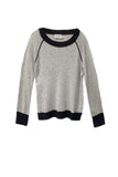Washable Cashmere Novelty Cover-stitch Crewneck Sweater
