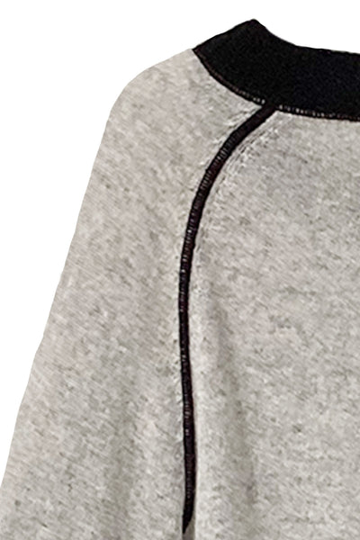 Washable Cashmere Novelty Cover-stitch Crewneck Sweater