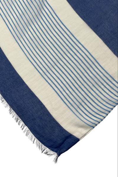 CT38Wonderwall Stripe Luxury Modal Border Print Navy Blue 2