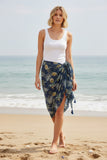 Cabana Party Soft and Sheer Tassel Print Scarf Wrap Sarong navy 2
