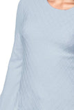 California Cashmere by Subtle Luxury Cameron Bell Sleeve Novelty Stitch Cotton Cashmere Crewneck Sweater powder blue