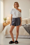 Carrie Satin Lounge Drawstring Short in Navy | Women’s Satin Sleep Shorts