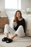 Charlotte Scallop Edge Sweater Zen Blend Crewneck Pullover black white 2