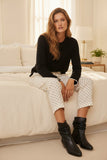 Charlotte Scallop Edge Sweater Zen Blend Crewneck Pullover black white