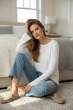 Charlotte Scallop Edge Sweater Zen Blend Crewneck Pullover lwith with grey