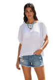 Chelsea Dip Dye and White Solid Ruffle Bottom Cotton T-Shirt Top 2