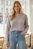 Chunky Cotton Blend Crewneck Oversized Pullover - 