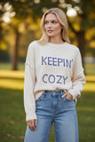 Chunky Cotton Blend Pullover Sweater- Cross Stitch 