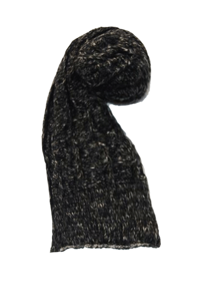 Chunky Hand-Knit Novelty Stitch Sweater Scarf Wrap Black Charcoal Scarf