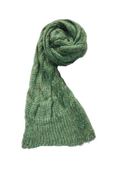 Chunky Hand-Knit Novelty Stitch Sweater Scarf Wrap Mint Green