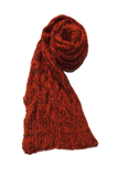 Chunky Hand-Knit Novelty Stitch Sweater Scarf Wrap Rust Red Orange  Scarf