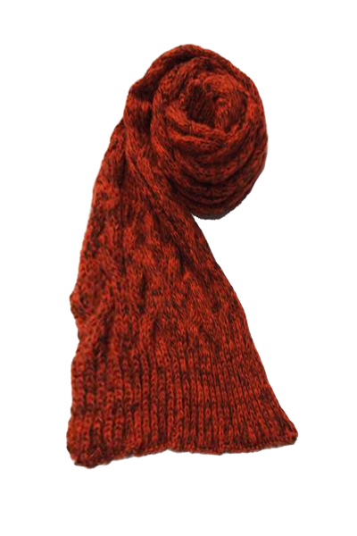 Chunky Hand-Knit Novelty Stitch Sweater Scarf Wrap Rust Red Orange  Scarf