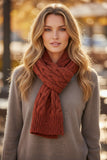 Chunky Hand-Knit Novelty Stitch Sweater Scarf Wrap brick red