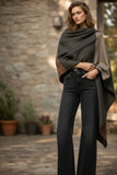 Color Blocked X-Large Blanket Wrap with Stitch Detail fall colors
