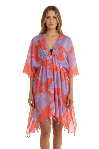 Colorful Love Luxury Print is a Large Flower Sundress Coverup 2=3