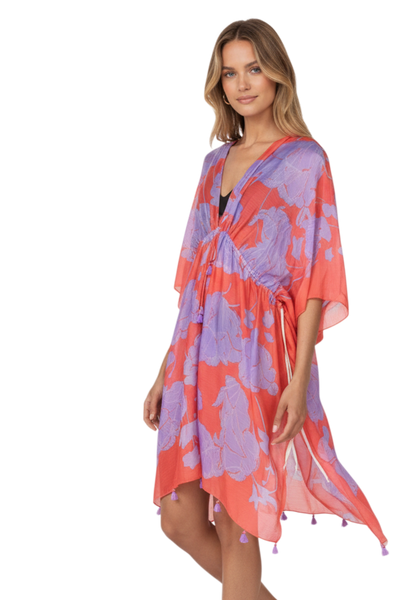 Colorful Love Luxury Print is a Large Flower Sundress Coverup 2