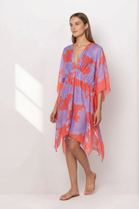 Nightfall Dark Blue Abstract Stamp Print Isle Sundress Cover-Up
