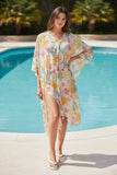 Colorful Spring Floral Luxury Fabric Print in Coverup Up Kaftan