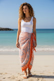 Coral Ethos Red Border Sheer Tassel Print Scarf Wrap Sarong 2