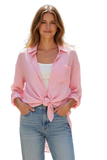 Cotton Gauze with Lurex Stripes Wanderlust Button Front Shirt pink flamingo