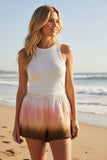 Cotton Lounge Ruffle Edge Short in Dip Dye Color Desert