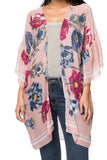Coverup Bell Sleeve Coverup Print Kimono with Touch of Metallic pink multi
