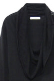 Cowl-Neck Sweater | Open Knit Stitch Sheer Front | Tencel - Cashmere Blend Knit, black close up