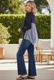Crewneck Cotton-Cashmere Sweater with Silk Back Print Panel