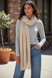 Crinkle Desert Luxury Extra Fine Wool Scarf Wrap Oatmeal Tan