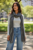 Crinkle Desert Luxury Extra Fine Wool Scarf Wrap charcoal grey