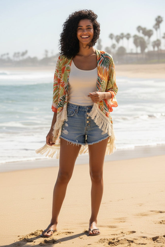 Cropped Fringe Kimono Coverup: Bold, Breezy, and Poolside-Ready 5