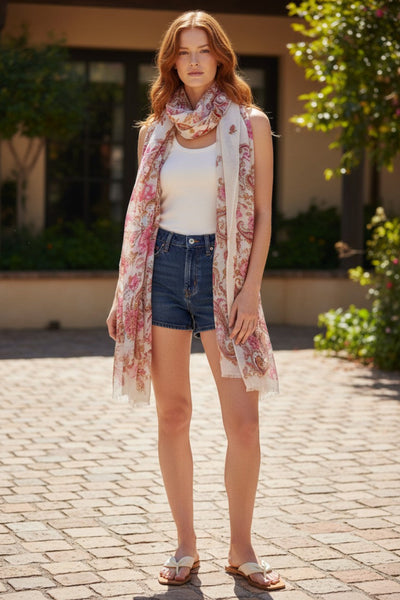 Dancing Paisley Floral Sheer & Lightweight Sarong Wrap Scarf