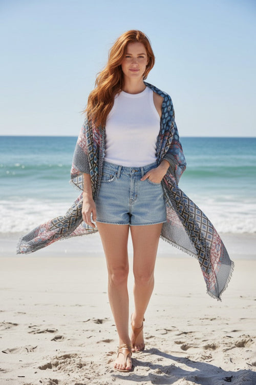 Desert Child Soft & Luxurious Boho Print Sarong Wrap Scarf multi color